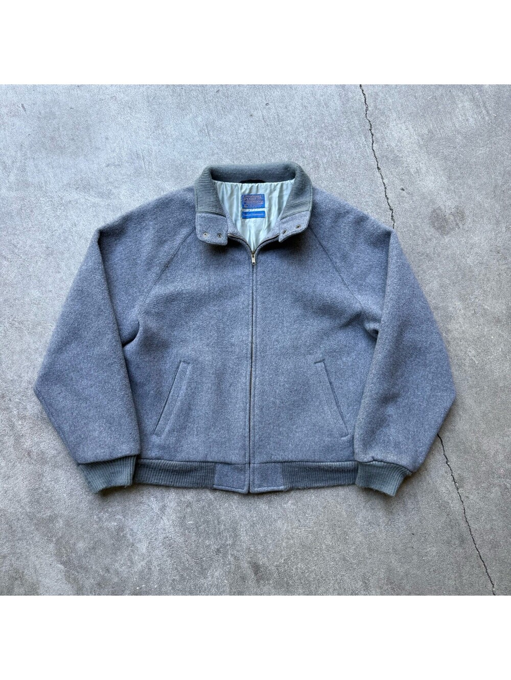 VTG Pendleton Jacket Men's XL Gray Lined 100% Virgin Wool Bomber